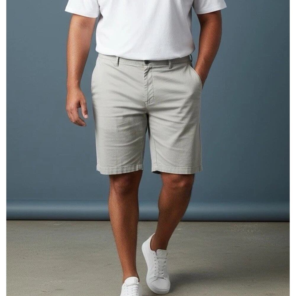 IZOD Mens Big&Tall 52W Inseam 10.5 Flat Front Stretch Chino Shorts Saltwater